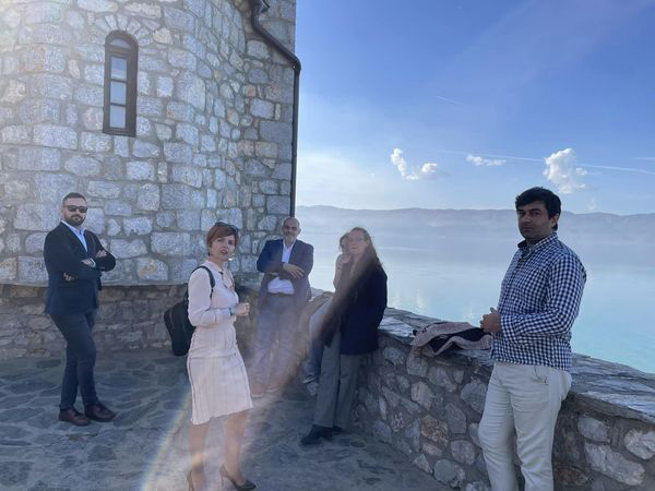 Johanna Alkan Olsson together with participants in the Ohrid team in North Macedonia.